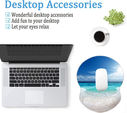 HEVITDA Mouse Pad, Ergonomic Mouse Pad with Wrist Support, Pain Relief Comfort Wrist Rest Pad with Non-Slip PU Base for Gaming, Home, Office & Travel, Beach