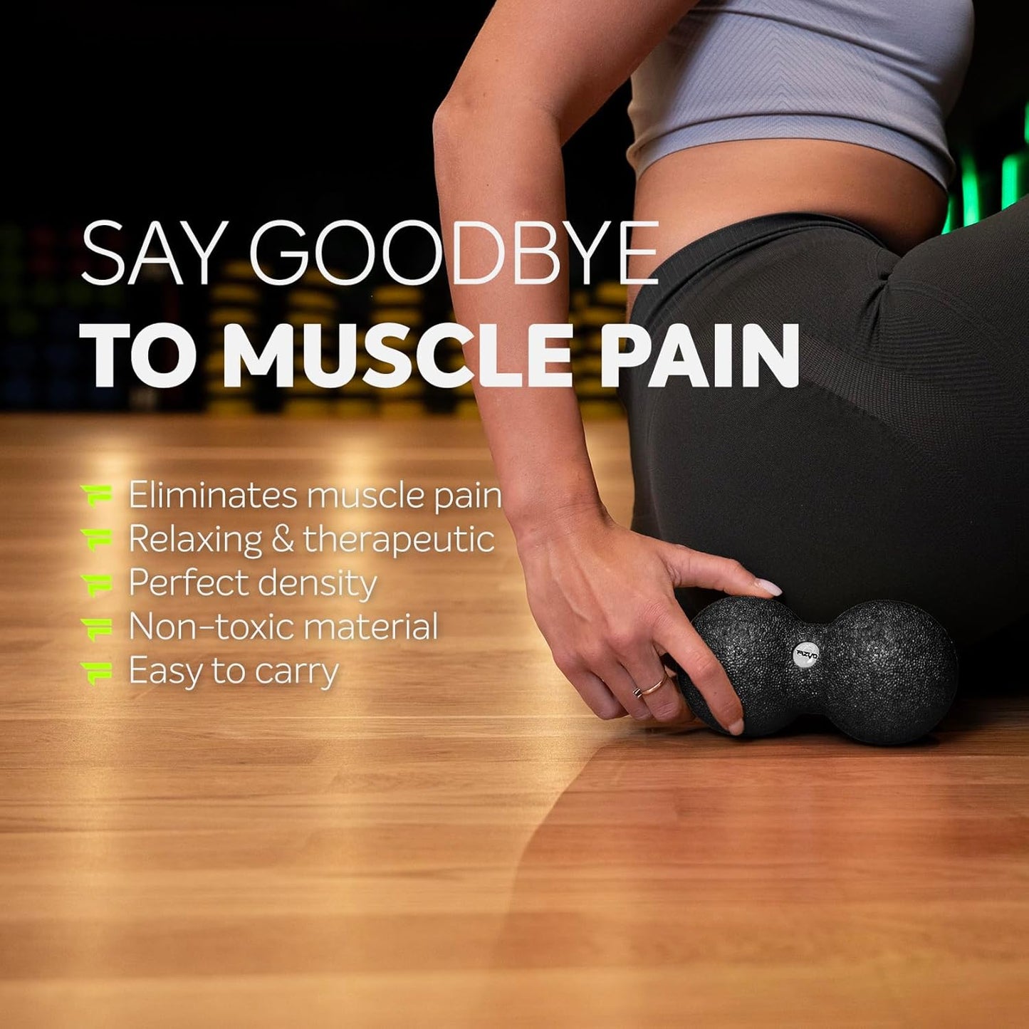 FIZYO Double EPP Massage Ball 16x8cm - Muscle Massager for Back, Neck, Foot and Trigger Point for Physical Therapy, Yoga, CrossFit, Pilates, Recovery and Rehabilitation (Black)