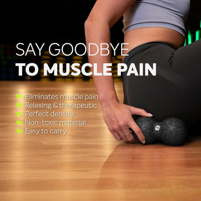 FIZYO Double EPP Massage Ball 16x8cm - Muscle Massager for Back, Neck, Foot and Trigger Point for Physical Therapy, Yoga, CrossFit, Pilates, Recovery and Rehabilitation (Black)