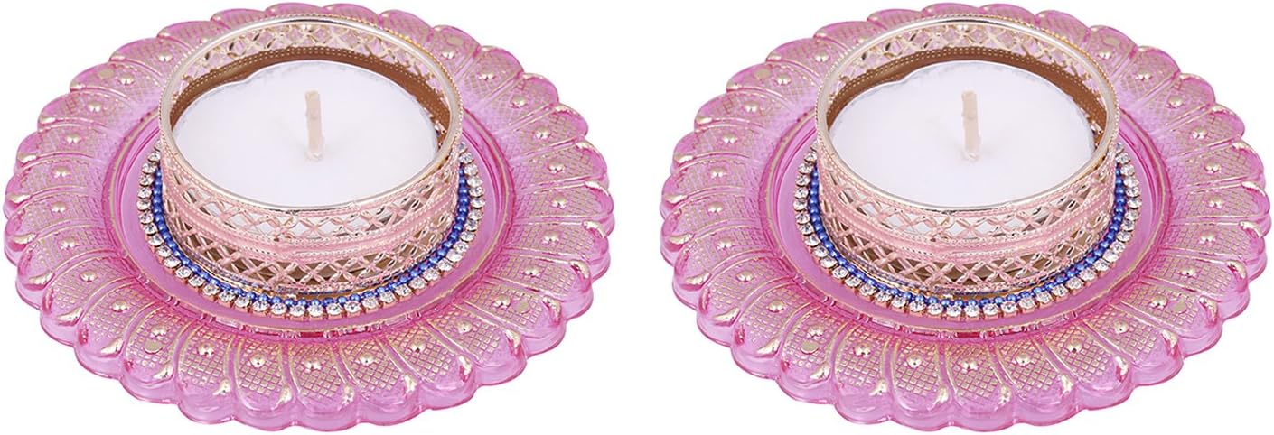 Handicraft Storeroom Acrylic Decorative Diya with Tealight Holder for Christmas and All Festive Seasons.(Set of 2 diyas)
