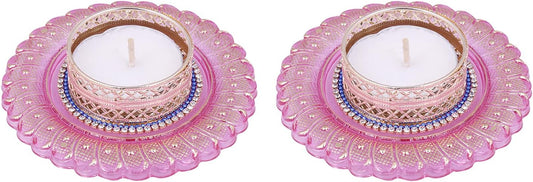 Handicraft Storeroom Acrylic Decorative Diya with Tealight Holder for Christmas and All Festive Seasons.(Set of 2 diyas)