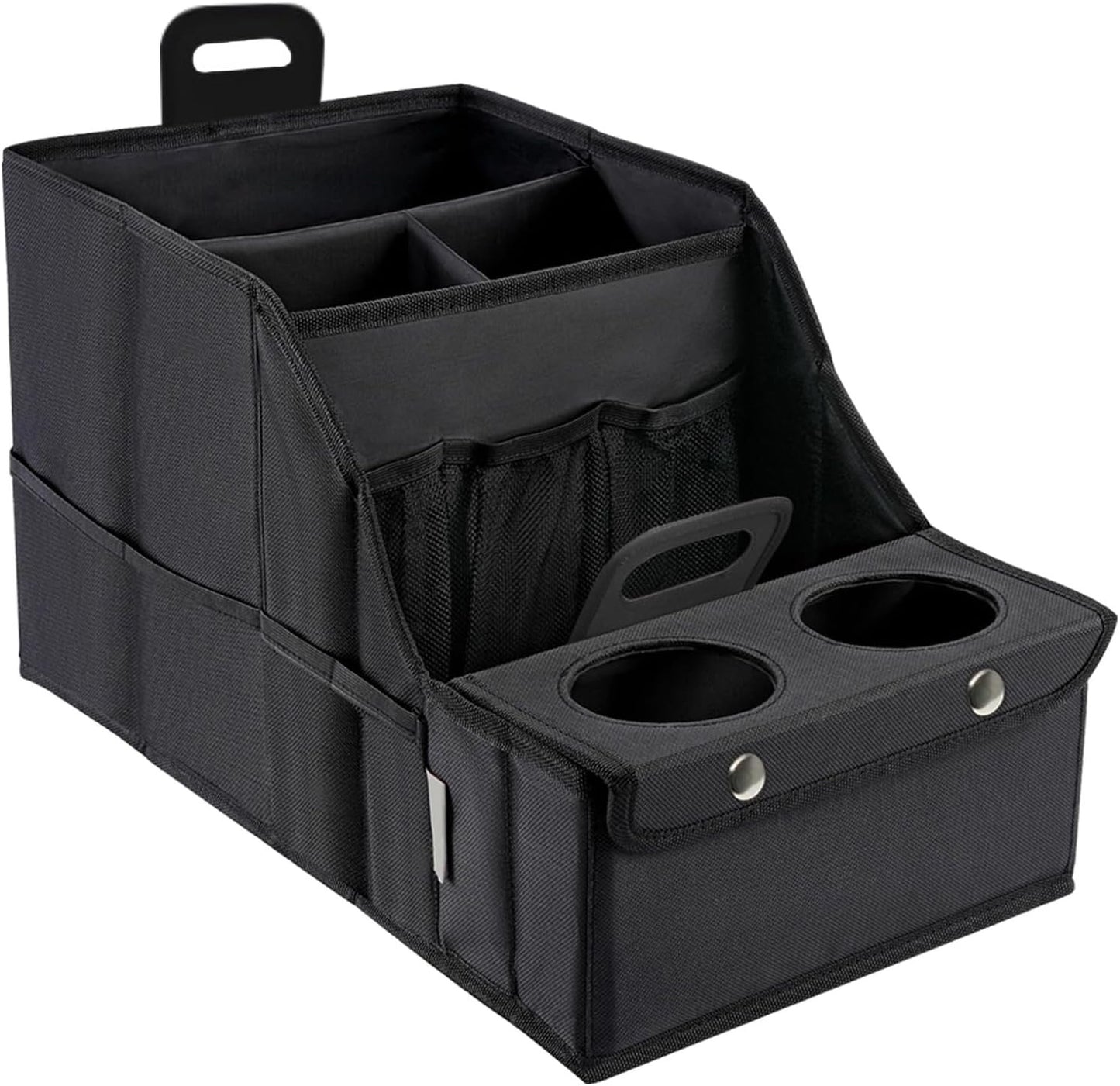 Car Seat Organizer Backseat Car Storage Box, Foldable Vehicles Organizer with 11 Storages Compartments & 2 Cup Holders, Travel Car Storage Basket for Truck Trunk Van