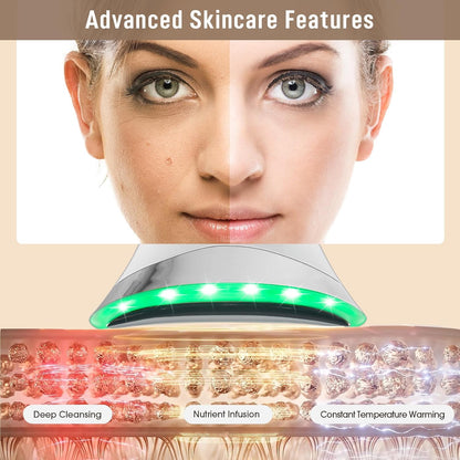 Facial Massager Face Lifting Device: Electric Skin Tightening Machine Neck Lift with 45°C Heat EMS Massage - 3 LED Microcurrent Wand Anti-Wrinkle - Anti-Aging Neck Eye Massagers for Skin Care