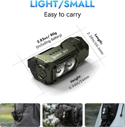 LED Torch Rechargeable Flashlight，WUBEN E7 1800 Lumens Super Bright Torches,Powerful Handheld Torches; IP68 EDC Flash Light for Headlamp Use, Rescue, Camping(Green)