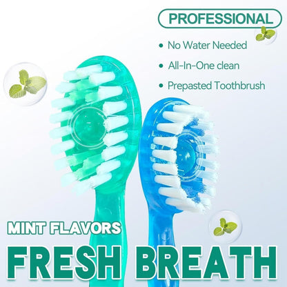 5 in 1 Mini Toothbrush & Floss & Tongue Scraper & Toothpick Set - 26PCS Disposable Travel Toothbrushes with Freshening Beads, Portable Oral Care Kit for On-The-Go Convenience (12PCS)