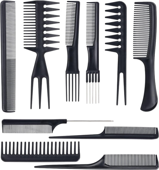 Oneleaf Styling Hair Comb 10PCS Hair Stylists Professional Styling Comb Set Variety Pack Great for All Hair Types & Styles
