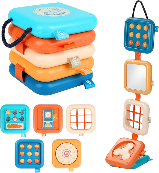 ZCOINS Montessori Busy Activity Cube Board Toys for Baby Toddler 1 2 3 Year Old, 8 in 1 Learning & Education Cube for Baby Plane Travel, Sensory Early Development Toys for Boys Girls Christmas