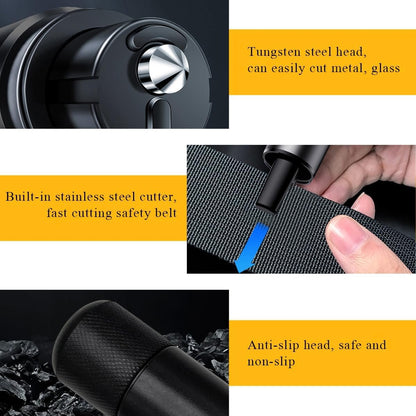 JUSTTOP 2 PCS Car Safety Hammer, Portable 2 in 1 One Second Car Window Glass Breaker Seat Belt Cutter, Safety Hammer Emergency Escape Tool for Car Bus Truck, Car Accessories (Black)