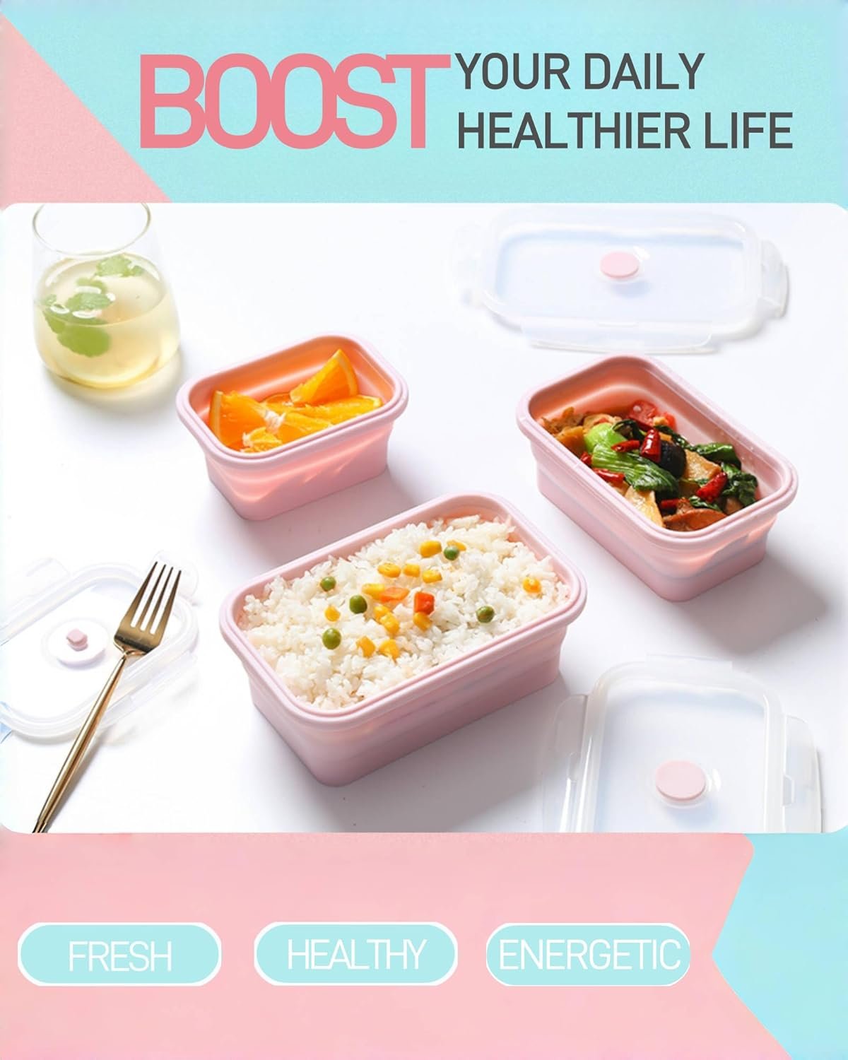 Collapsible Silicone Food Storage Containers with Lids, 6 Pack Reusable Collapsible Bowls, Silicone Lunch Box Set Food Containers for Meal Prep, Travel, Camping & Leftovers
