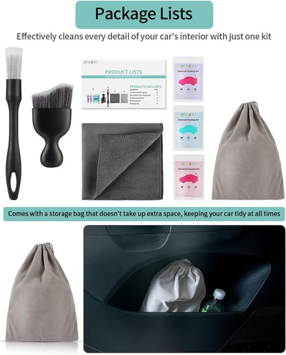 AX2V 7Pcs Car Interior Detailing Cleaning Kit, Detailing Brush Set,Clean Gel, Wash Kit, Cleaning Tools for Car and Keyboard Interior Cleaning