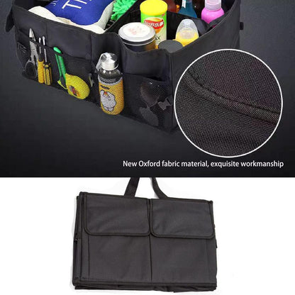 Piaoliu Black Minimalist Car Trunk Organizer, Foldable Multi-Purpose Tools, Garage Sedan Portable Car Accessories