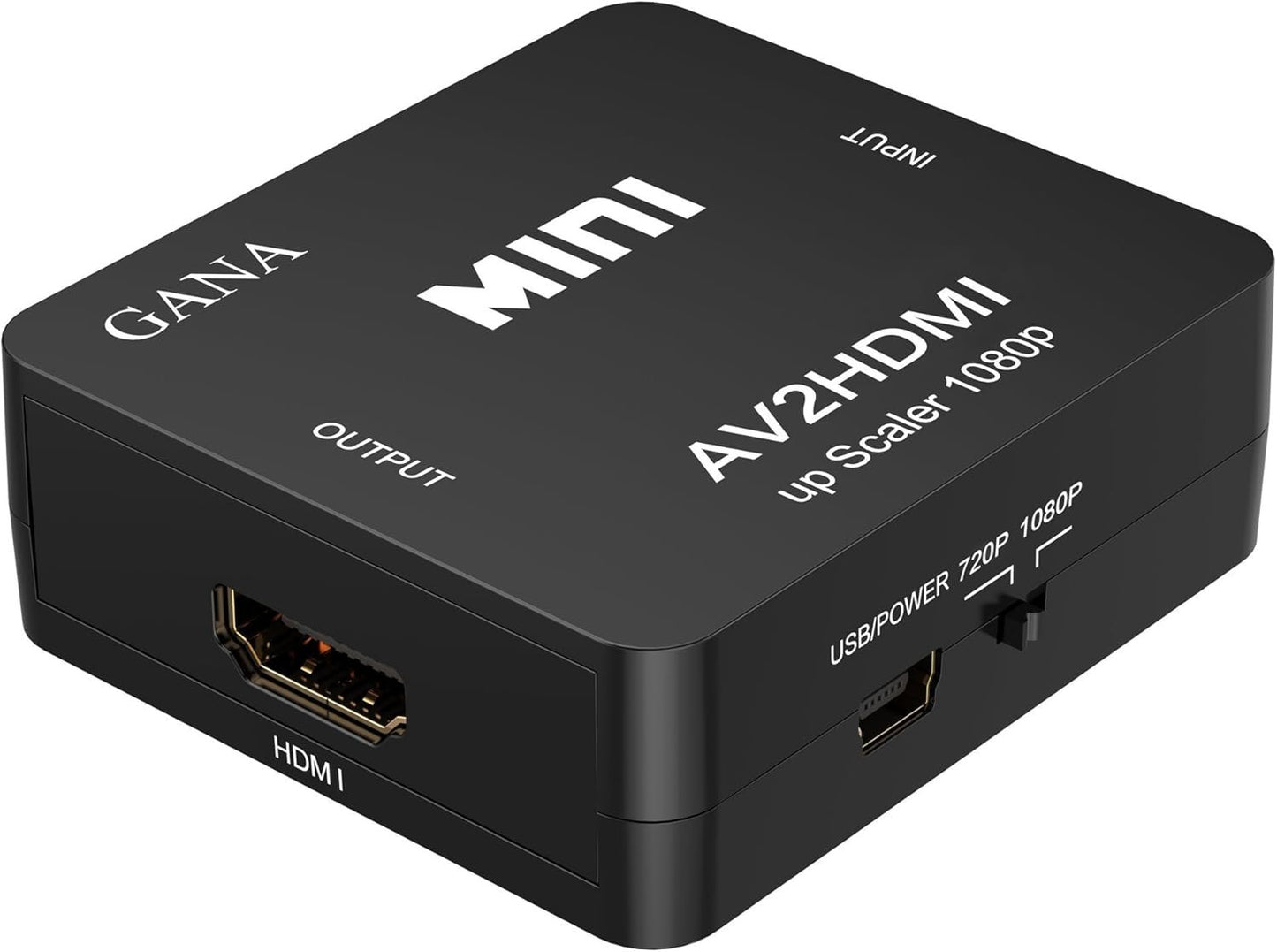 GANA RCA to HDMI, 1080P Mini RCA Composite CVBS AV to HDMI Video Audio Converter Adapter Supporting PAL/NTSC with USB Charge Cable for PC Laptop Xbox PS4 PS3 TV STB VHS VCR Camera DVD