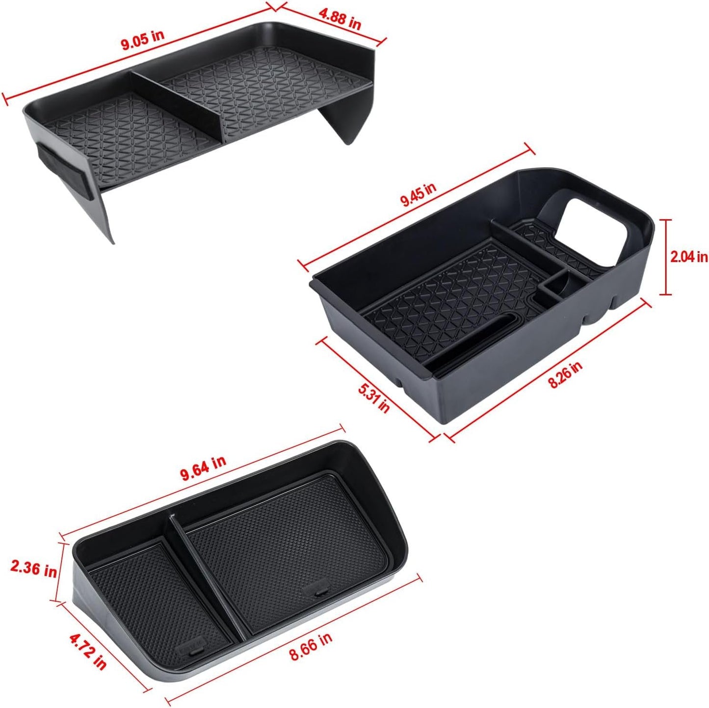 Neepiar 3PCS Center Console Organizer Tray and Armrest Storage Box Compatible with Toyota RAV4 2019-2022 2023 2024 2025 Dash Storage Tray Interior Accessories-Not for New 10.5'' Multimedia Display