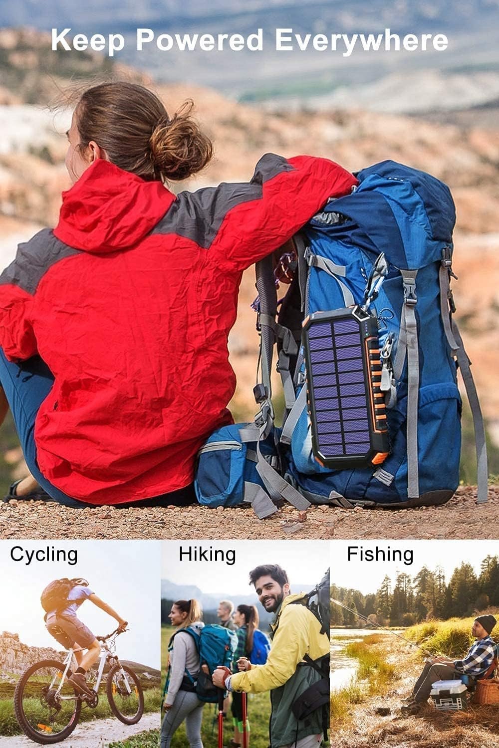 A ADDTOP Solar Charger Power Bank 26800mAh, Wireless Portable Charger Fast Charging QC 3.0 External Battery with 4 Outputs & Flashlight Phone Chargers for Phone, Tablet and Camping Outdoor