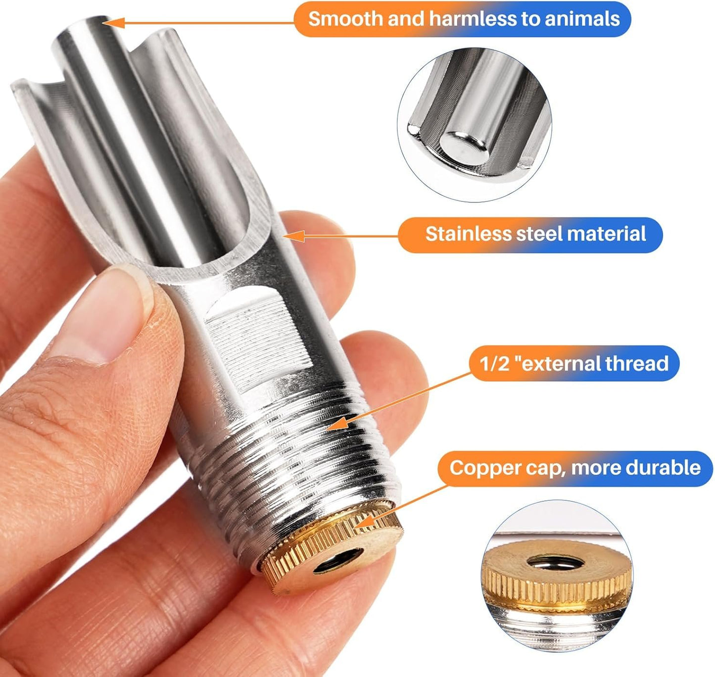 OUJIMAI 10PCS 1/2 NPT Pig Waterer Nipple Barrel Kit Stainless Steel Pig Waterer Nipples Systems Kit Pig Nipple Water Drinker for Sows Piglets Livestock Water Trough (10 Pig Nipples Kit)