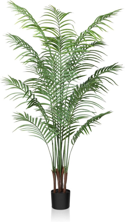 Artificial Areca Palm Plant 5.5Ft Fake Tropical Palm Tree, Perfect Faux Dypsis Lutescens Plants in Pot for Indoor Outdoor House Home Office Garden Modern Decoration Housewarming Gift,1Pcs