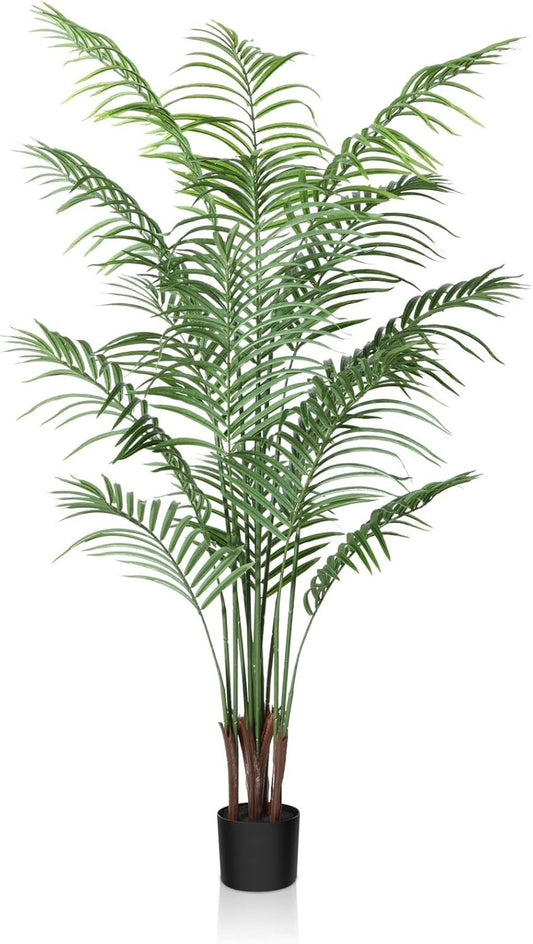 Artificial Areca Palm Plant 5.5Ft Fake Tropical Palm Tree, Perfect Faux Dypsis Lutescens Plants in Pot for Indoor Outdoor House Home Office Garden Modern Decoration Housewarming Gift,1Pcs
