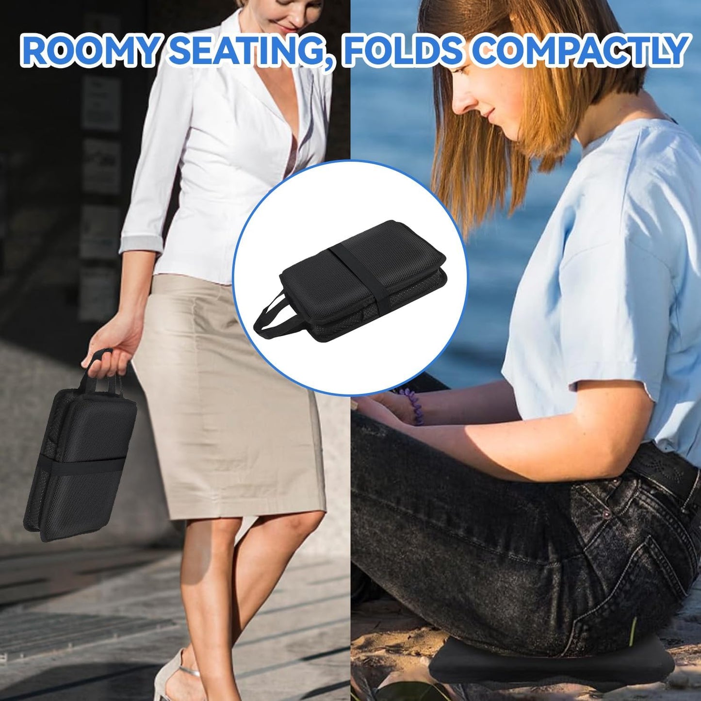 Gel Seat Cushion for Long Sitting, Foldable Seat Cushion for Pressure Relief, Breathable Honeycomb Gel Seat Soft & Cool, Portable Travel Car Cushion with Non-Slip Cover for Home Office