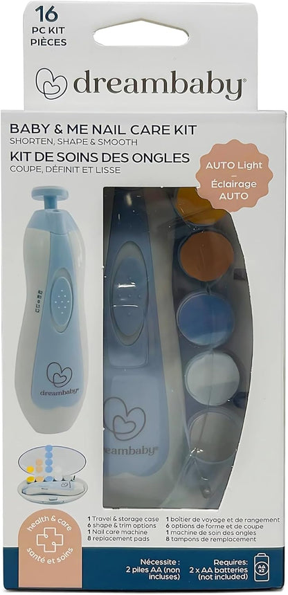 Dreambaby Baby & Me Nail Care Kit - 16 Piece Electric Nail Trimmer for Babies - Comes with 6 Shape & Trim Options and 8 Replacement Pads