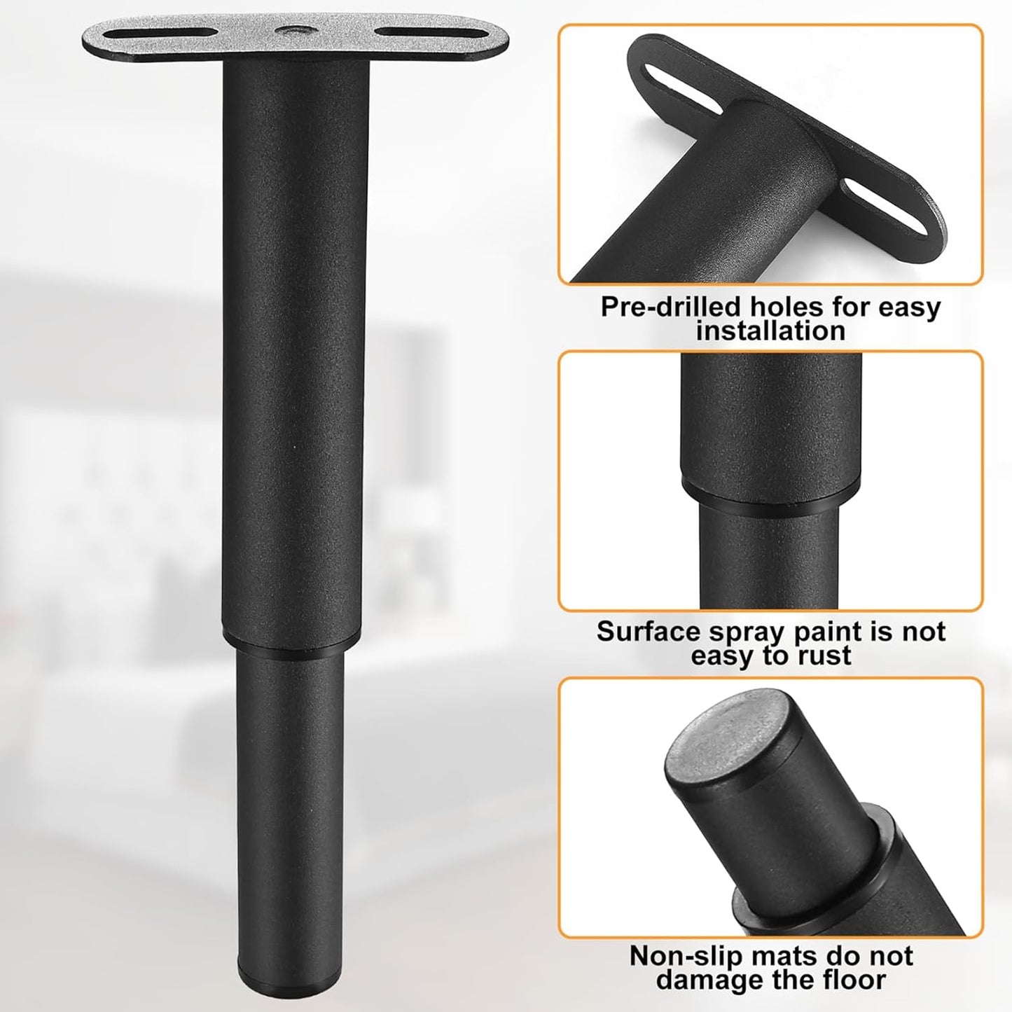 Adjustable Bed Feet 18-33cm, Table Legs, Furniture Feet, Metal T-Shape Furniture Supports, Slatted Support Foot, Adjustable Furniture Feet, Sofa, Bed, Wardrobe