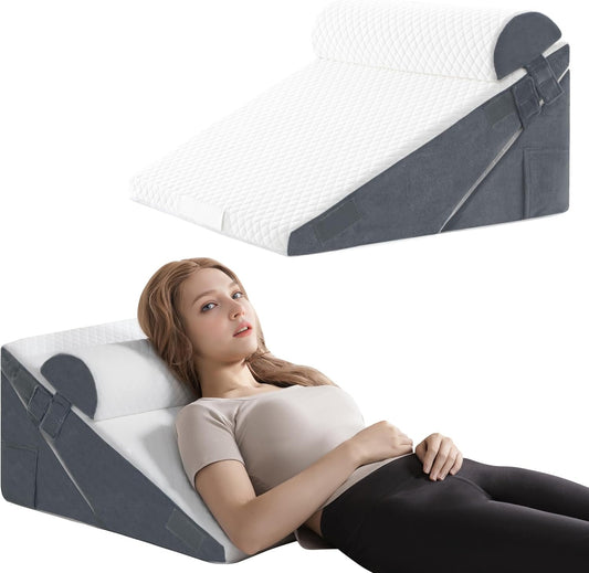 Ganondorf Wedge Pillow Headboard Orthopedic Bed Wedge Pillow Set for Sleeping Adjustable Premium Foam Body Pillow Wedge Elevated Triangle Pillow Back Pillow