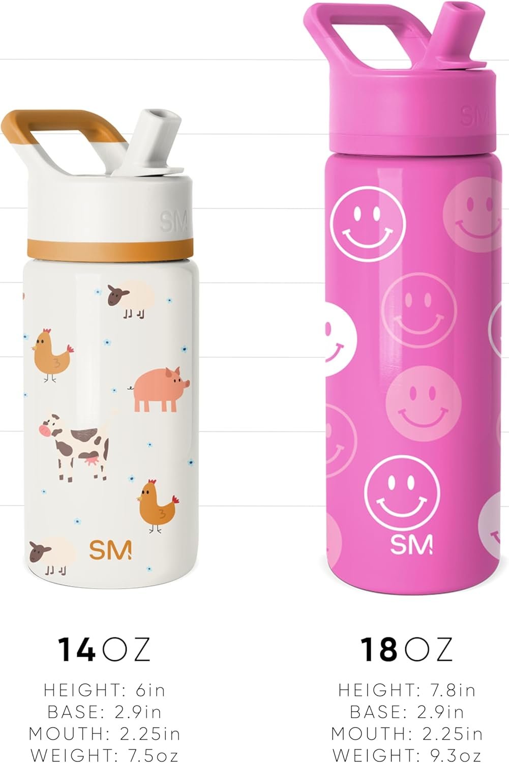 Simple Modern Kids Water Bottle with Straw | Insulated Stainless Steel Reusable Tumbler for Toddlers, Girls, Boys | Summit Collection | 18oz | Solar System