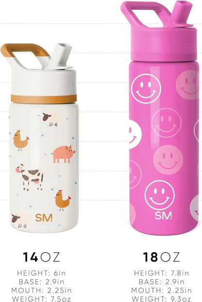 Simple Modern Kids Water Bottle with Straw | Insulated Stainless Steel Reusable Tumbler for Toddlers, Girls, Boys | Summit Collection | 18oz | Solar System