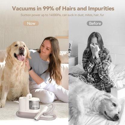 Redroad Dog Grooming Kit 14000PA, Dog Vacuum Clippers, Professional Pet Grooming Vacuum with 6 Pet Tools for Shedding Thick and Thin Dogs Cats Hair, Acuum Suction Removes 99% of Dogs Cats Hair, P17
