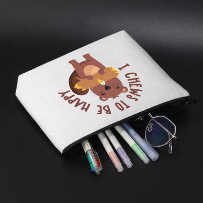 Beaver Cosmetic Bag I Chews to Be Happy Insprise Travel Toiletry Zipper Pouch for Beaver Lover (Beaver)
