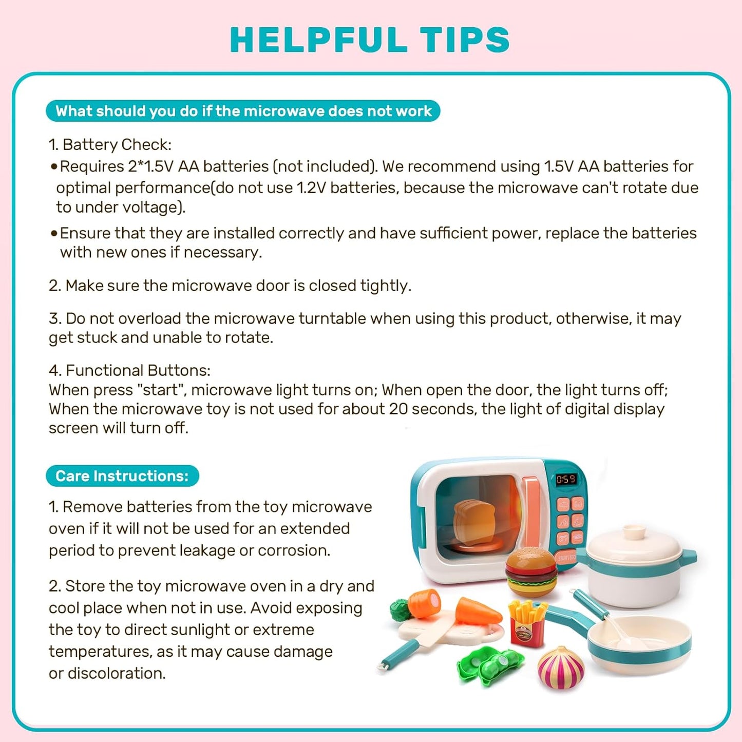 CUTE STONE Microwave Toys Kitchen Play Set, Kids Pretend Play Electronic Oven with Play Food, Kids Cookware Pot and Pan Toy Set, Cooking Utensils,Great Learning Gifts for Girls Boys