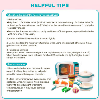 CUTE STONE Microwave Toys Kitchen Play Set, Kids Pretend Play Electronic Oven with Play Food, Kids Cookware Pot and Pan Toy Set, Cooking Utensils,Great Learning Gifts for Girls Boys