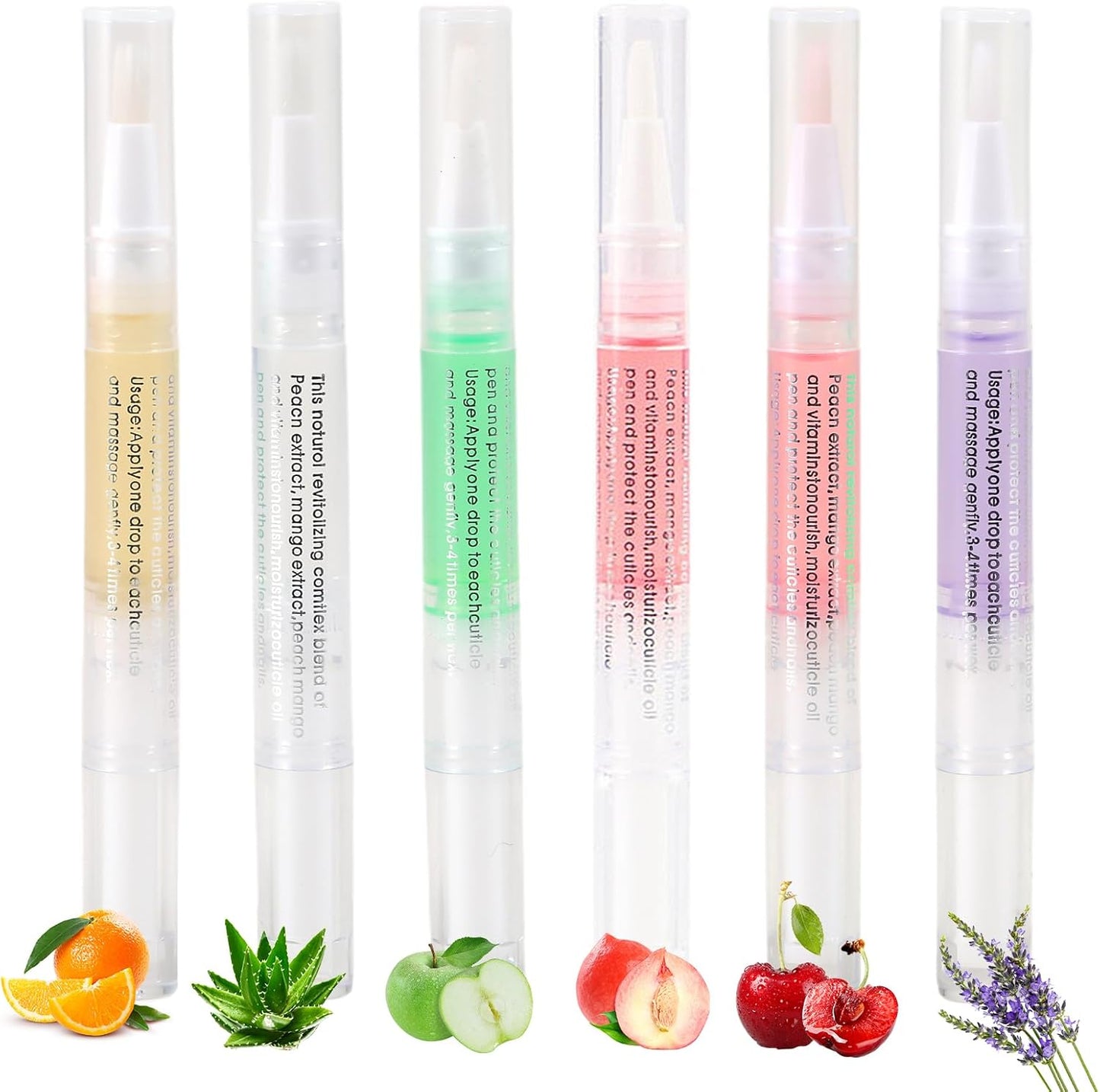 Erinde 6Pcs Cuticle Oil Pen Nail Oil for Growth and Strength, Polish Repair Gel Pen Nail Care for Repairing Cracked & The Dry Cuticle, Emollient Nail Care Oil Pencil, Softener for Nails