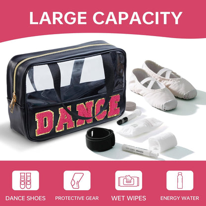 Dance Bag Dace Recital Gifts Clear Makeup Bag Dance Competition Must Haves, Dance Accessories for Girls Dance Stuff Preppy Cosmetic Bag Travel Toiletry Bag (STB-MH-CHEER, STB-HS-DANCE)
