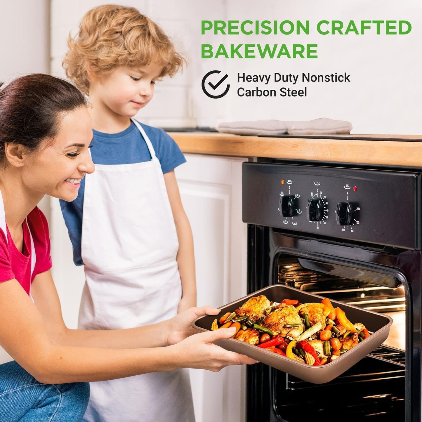 NutriChef Nonstick Bakeware Set – Copper Carbon Steel Baking Sheets & Trays, Quality Kitchenware for Cooking & Baking, Attractive Oven Trays, Durable, Easy Clean, 6pc