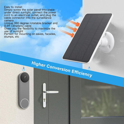 Solar Panel for Security Camera, 10W 6VPortable Solar Charger with IP65 Waterproof, for Arlo Pro 3 for Pro 4 for Arlo Pro 5S for Arlo Ultra (White)