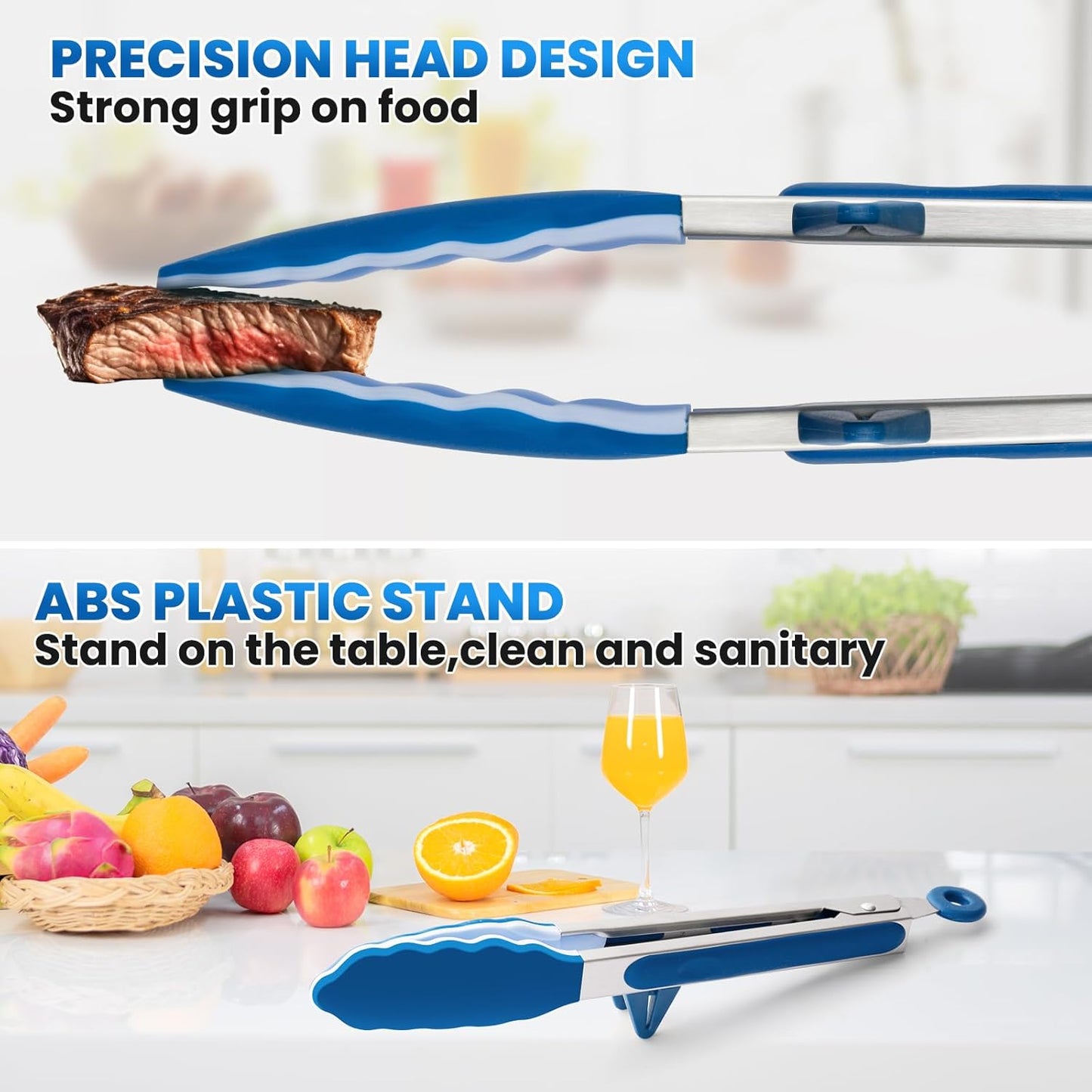 5-Pack Silicone Tongs for Cooking,Maywe Tanso 4PCS 13-Inch Cooking Kitchen Tongs with Silicone Tips,Nonstick Stainless Steel Tongs for Steak Pie Pizza Pasta Spaghetti Salad BBQ Buffet,Plus Brush