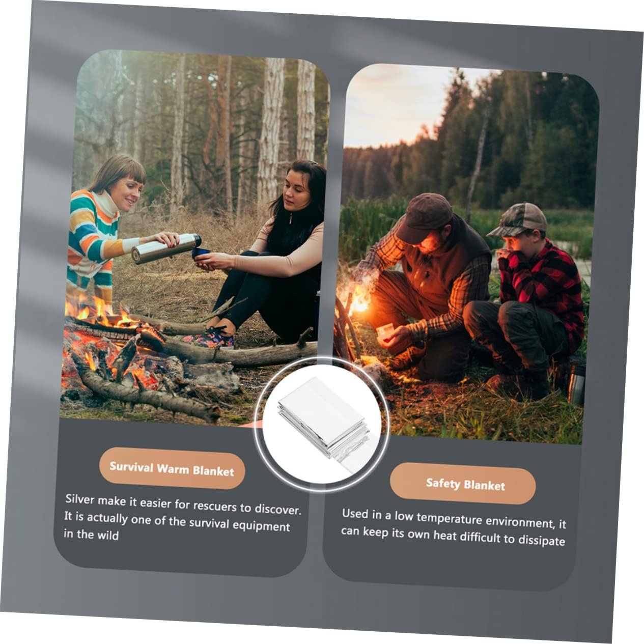 Generic 6Pcs Emergency Survival Blanket Portable Insulation Outdoor Camping Blanket Reflective Design for Protection for Hiking Marathons and Emergencies