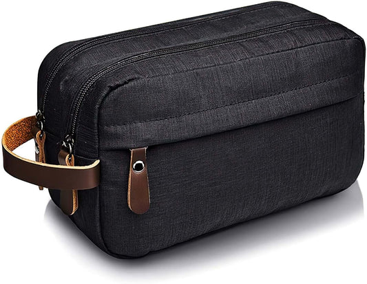 VIPITH Oxford Cloth Toiletry Bag,Makeup Bag for Men and Women Portable Travel Shaving Dopp Kit Water-Resistant Cosmetic Bag,Waterproof Bathroom Organizer and Personal Items.(Black)