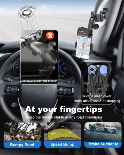 Kolasels A Pillar Grab Handle Phone Mount for Car/Truck [Shockproof Metal Arm] Universal Phone Clip Phone Holders for Your Car, Truck, Picku, Suv, Van, Excavator, Front Loader, Fit for iPhone 16 15 14