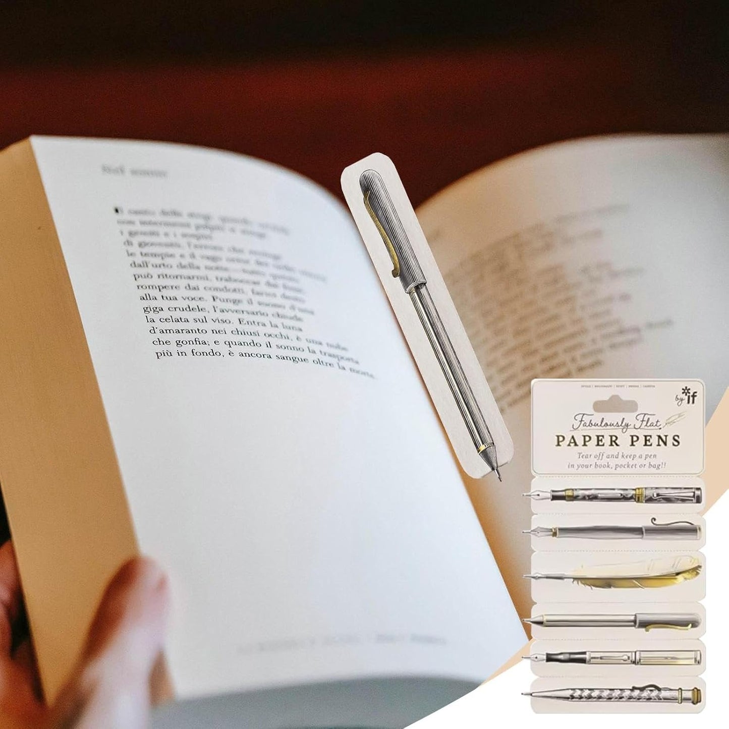 Bookmark Pen Flat,Bookmark Flat Writing Pen,Flat Paper Pen Black Ink Bookmark Taking Notes Pocket Size Home School Funny Pencil Stationery for Friends