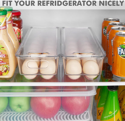 Vtopmart 2 Pack Egg Holder for Fridge, 14 Eggs Stackable Plastic Egg Tray with Lids, Egg Storage Container for Fridge(14 Eggs/2 PCS)