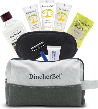 Travel Toiletry Kit, Hygiene Essential Kit for Travel, Business & Charity, 14-Piece Mini Toiletry Reusable Toiletry Zippered Bag