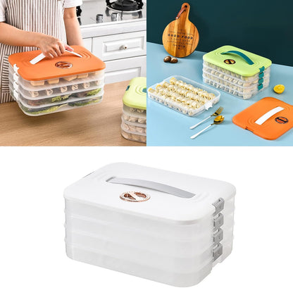 Jonvin 4-Layer Food Storage Containers with Lids Dumpling Storage Box,Good Sealing,Stackable Food Containers