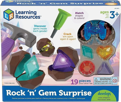 Learning Resources Rockin' Gem Surprise, Sorting, Matching, Counting Skills and Early STEM, 19 Pieces, Ages 3+