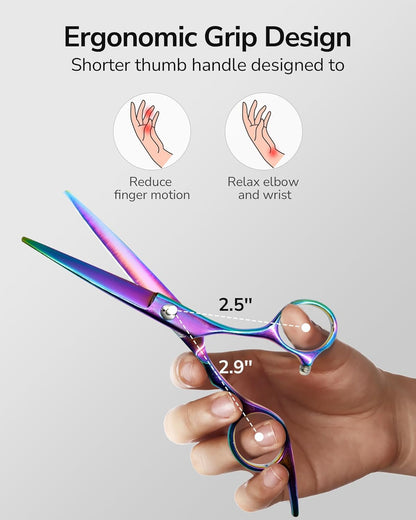 ULG Hair Cutting Scissors, Professional Hair Scissors 6.5 inch Right-Hand Razor Edge Barber Shears Salon Hair Cutting Shears Made of Japanese Stainless Steel, Hand Sharpened Multicolor