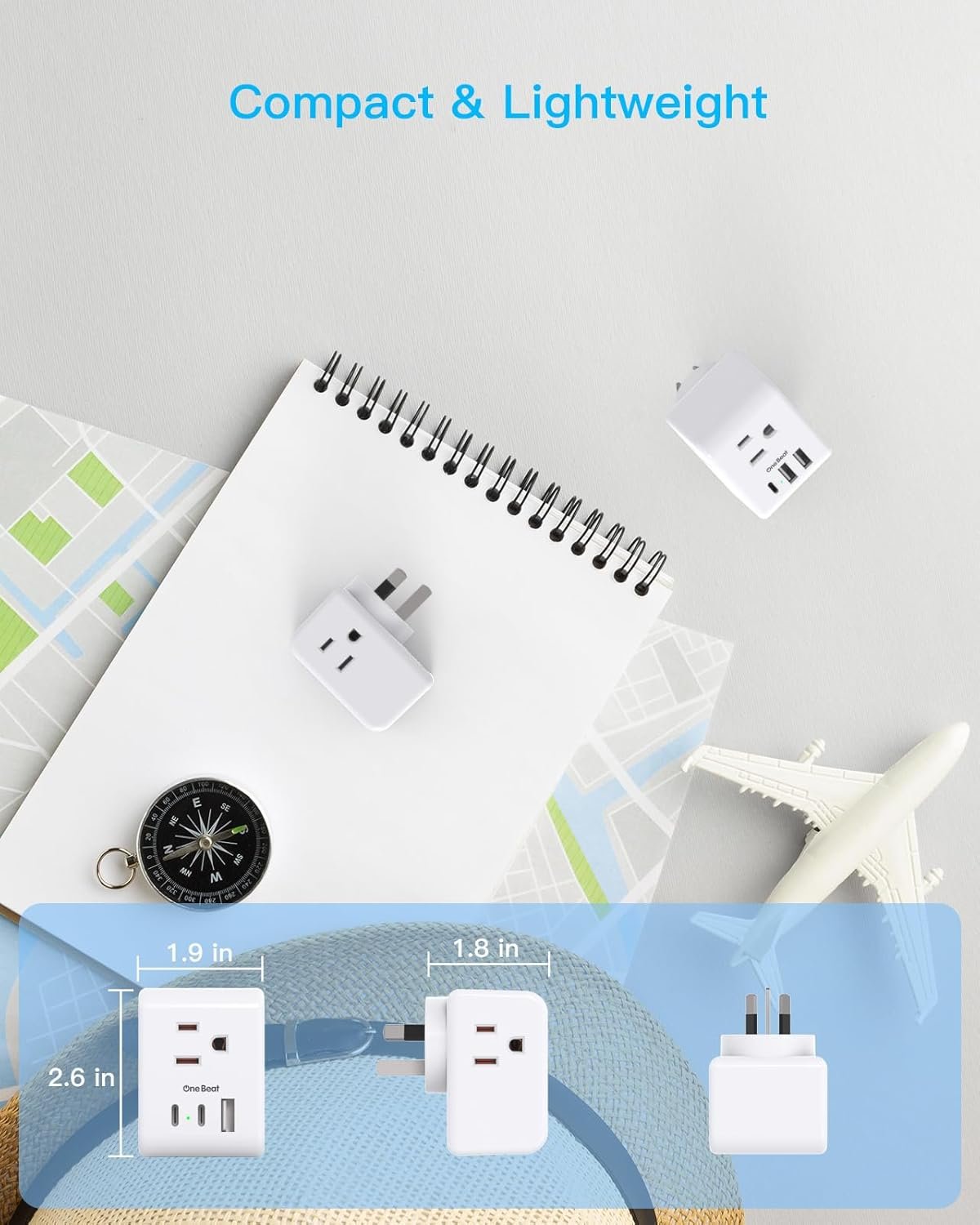 Australia New Zealand Power Plug Adapter, Canada to Australia Travel Adapter with 3 Outlets 3 USB Charging Ports (2 USB C), Type I International Power Plug Adapter