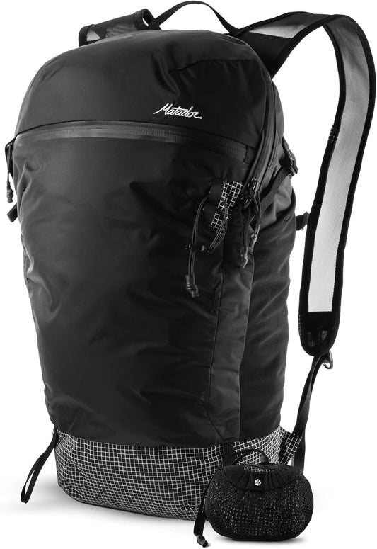 Matador Freefly16 Packable Backpack - 16L Small Hiking Backpack; Ultralight Backpack w/Gear Loops; Water Resistant Backpack for Travel, Cycling, Running, Outdoor, Camping; Hiking Day Pack