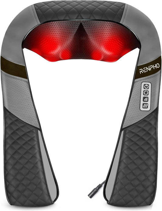 Renpho Neck Back Massager with Heat, Shoulder Massager with Electric Deep Tissue Kneading Massage, Pain Relief on Waist, Leg, Calf, Foot, Arm, Full Body, Muscles, Use at Home,Office