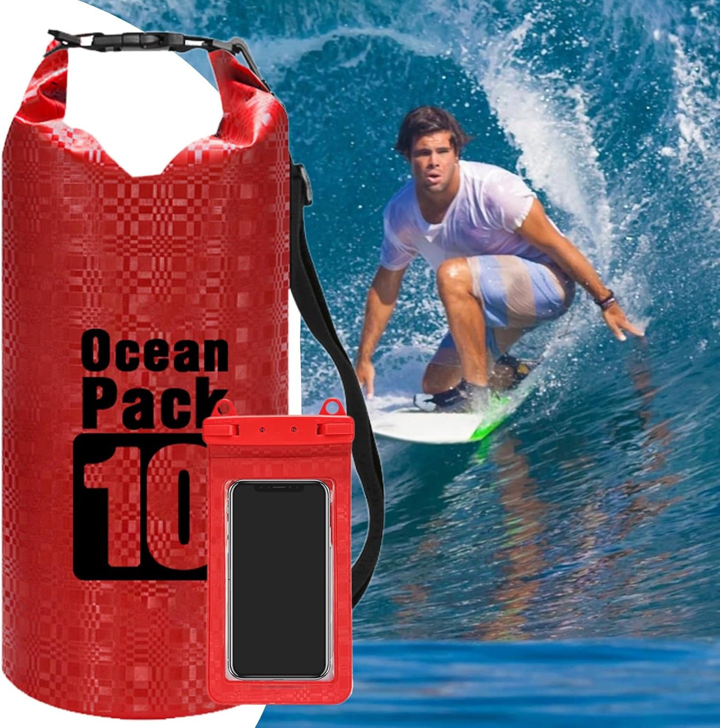 Jvjggag Waterproof Bag, Lightweight Waterproof Pouch, Roll Top Dry Backpack Storage, Ideal for Swimming Camping Hiking Commuting, Protects Gear from Water Splash Dirt Rain Outdoors