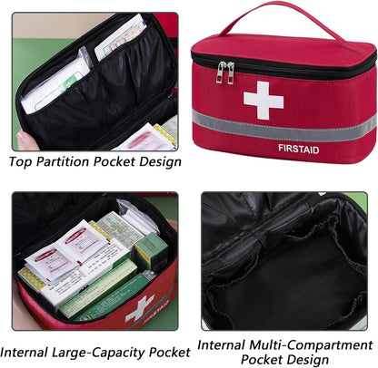 Dafape First Aid Empty Kit, Medical Kits Survival Trauma Bag for Emergency Travel Hiking Home Office Car Boat Outdoor Sports Camping Portable Rescue Zipper Pouch (Red)